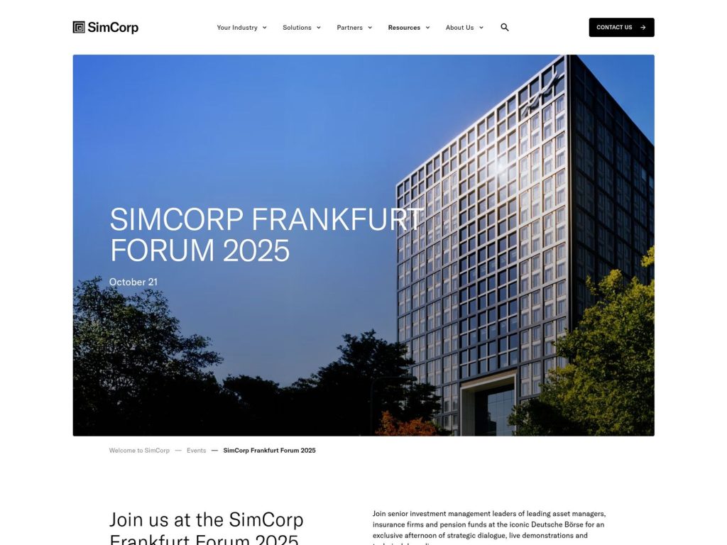SimCorp Frankfurt Forum 2025 - Event screenshot