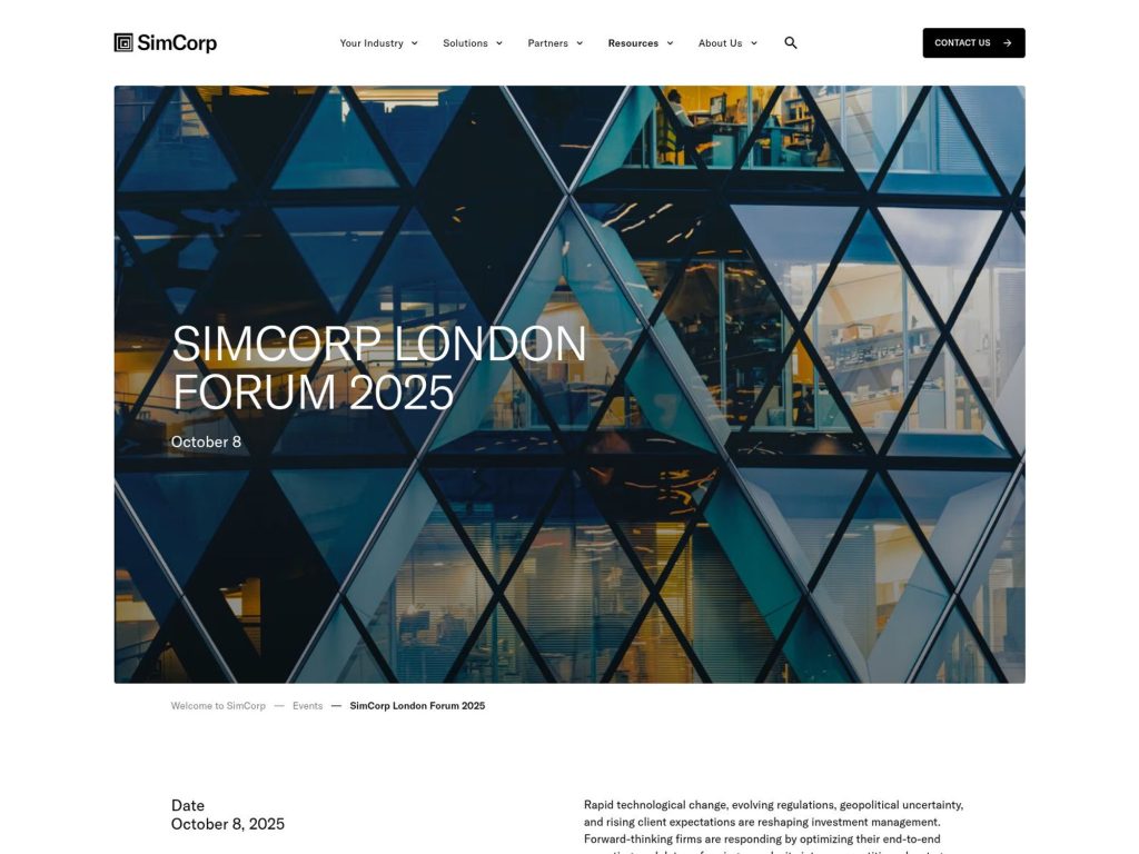 SimCorp London Forum 2025 - Event screenshot