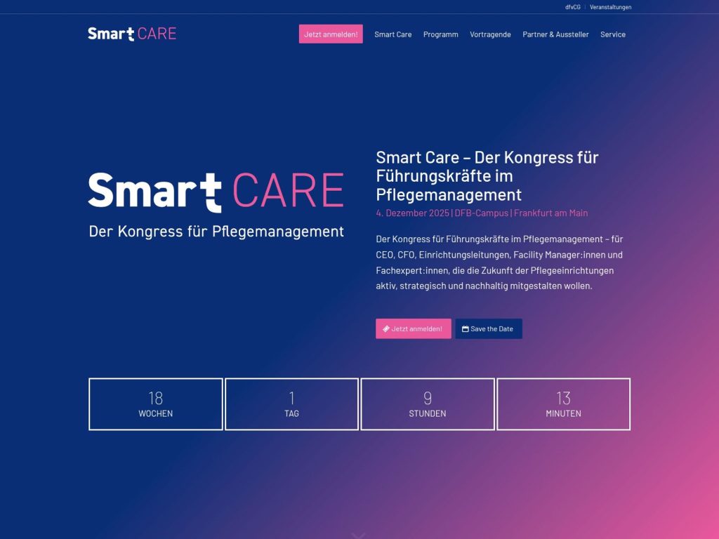 Smart Care - Der Kongress für Führungskräfte im Pflegemanagement - Event screenshot