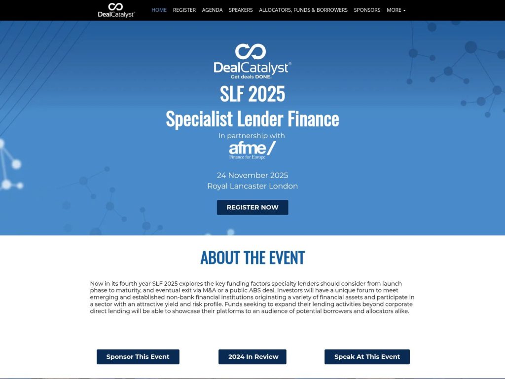 Specialist Lender Finance 2025 - Event screenshot