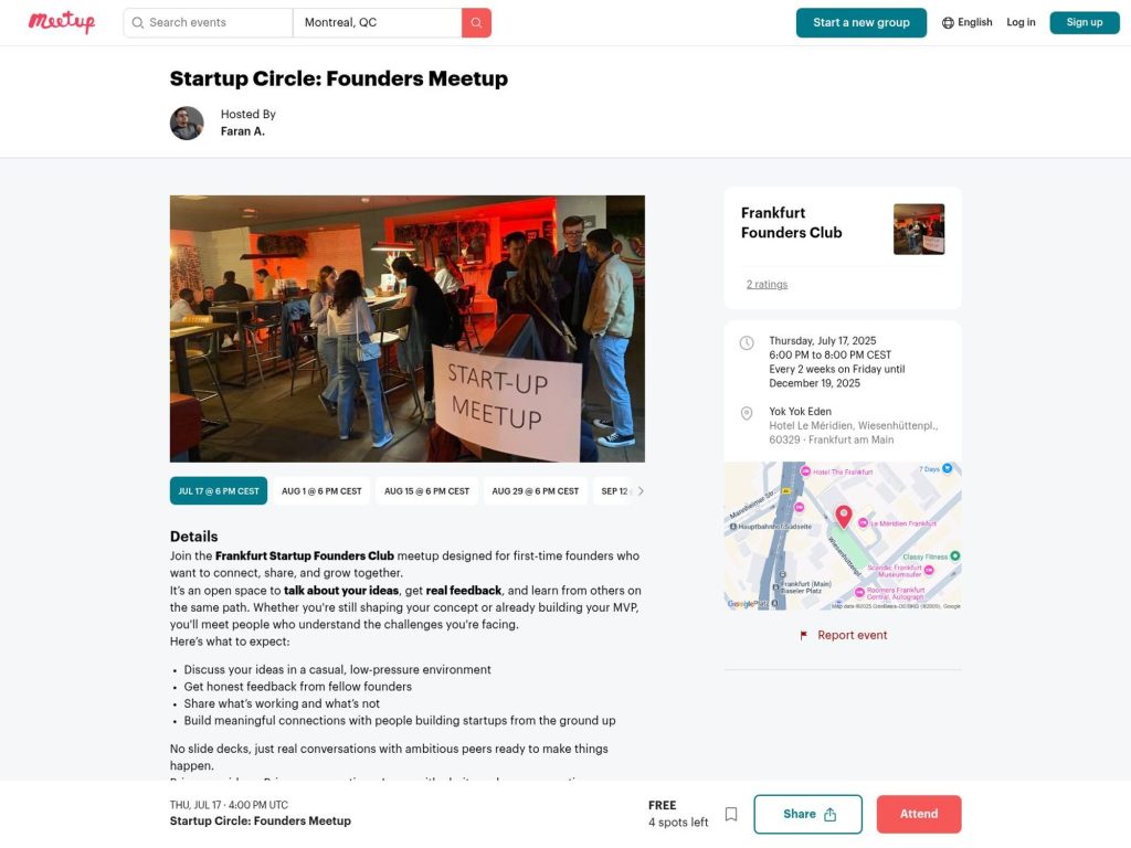 Startup Circle: Founders Meetup - Event screenshot