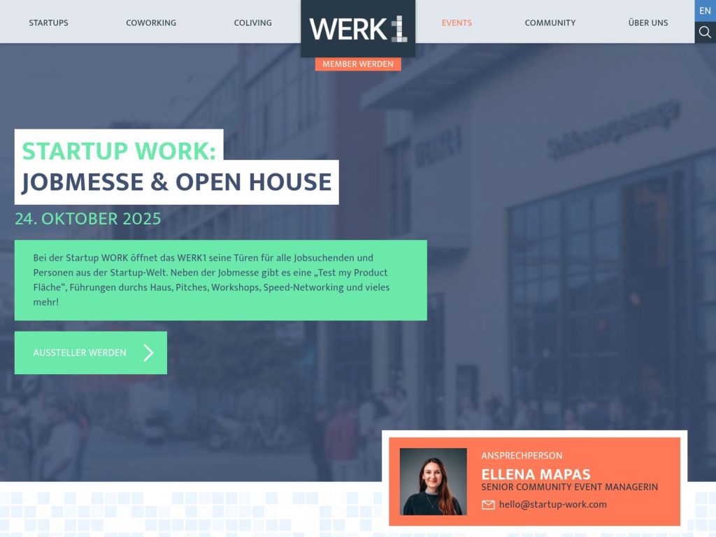 Startup WORK: Jobmesse & Open House website