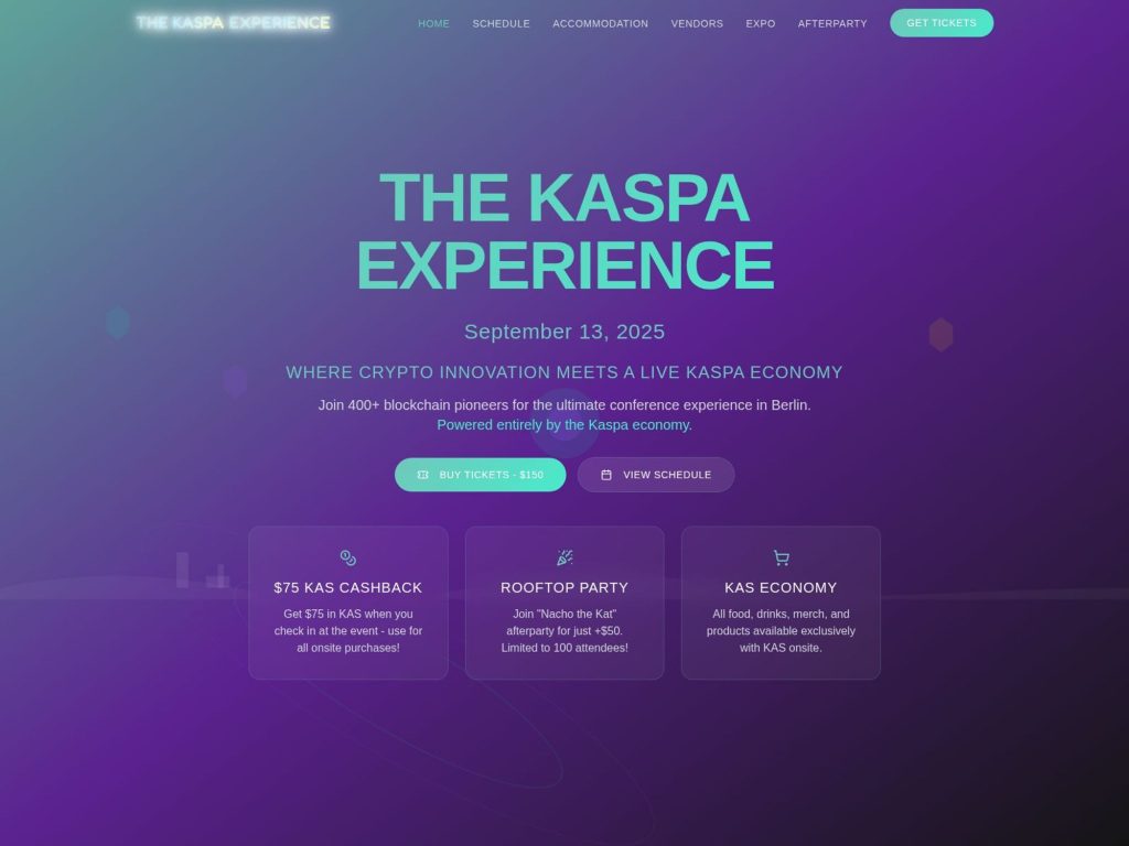 The Kaspa Experience - Where Crypto Innovation Meets A Live Kaspa Economy - Event screenshot