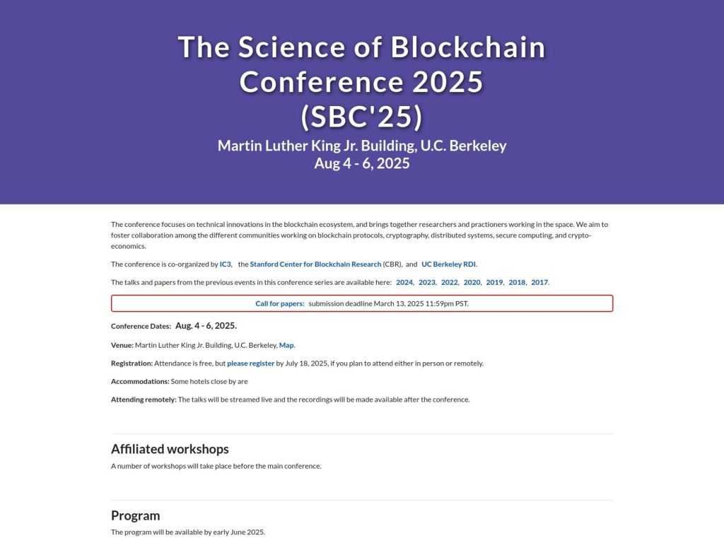 The Science of Blockchain Conference 2025 - Event screenshot