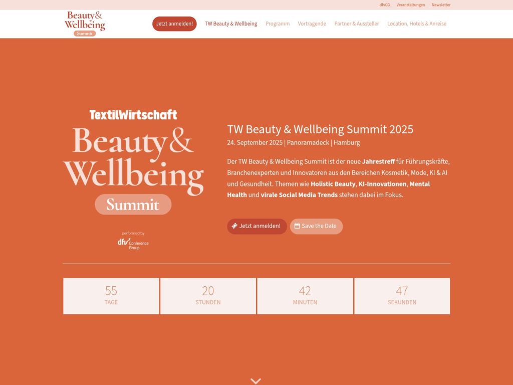 TW Beauty & Wellbeing Summit 2025 - Der Jahrestreff für Führungskräfte aus den Bereichen Kosmetik, Mode und Gesundheit - Event screenshot