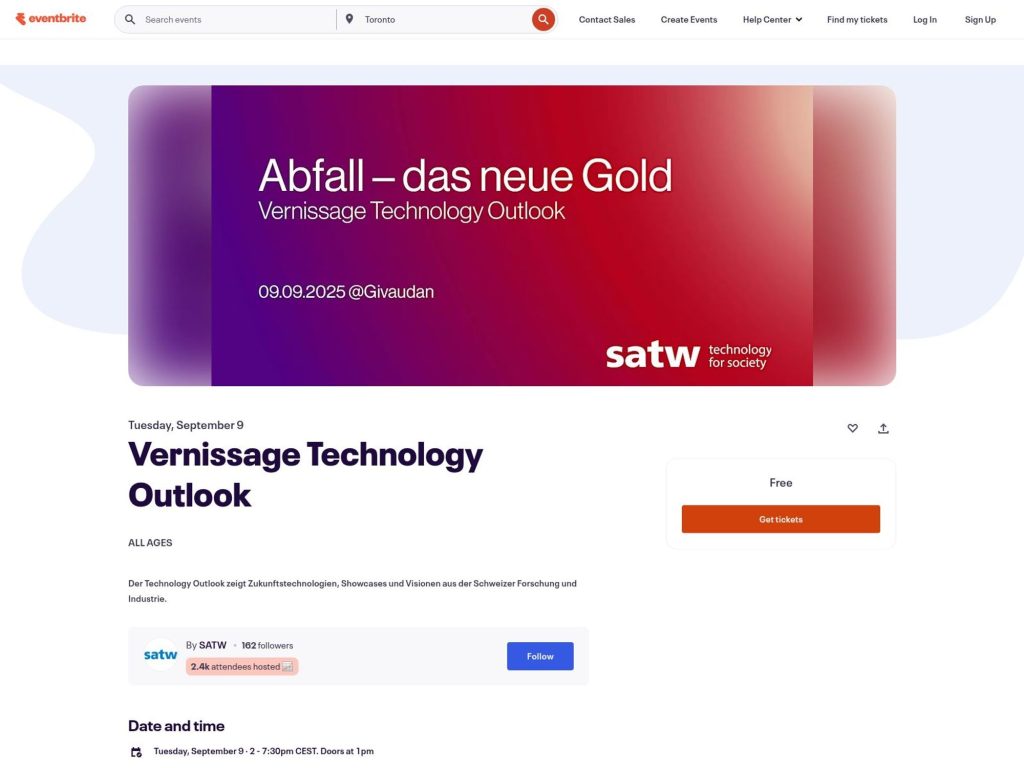 Vernissage Technology Outlook: Abfall - das neue Gold - Event screenshot
