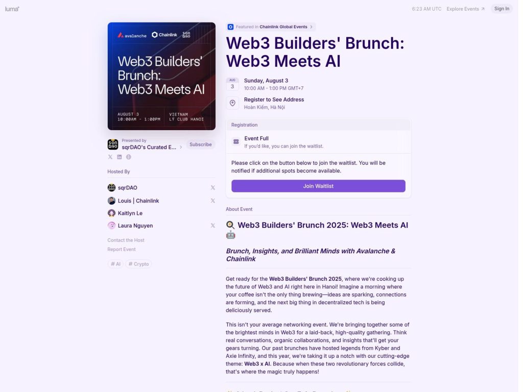Web3 Builders' Brunch: Web3 Meets AI - Event screenshot