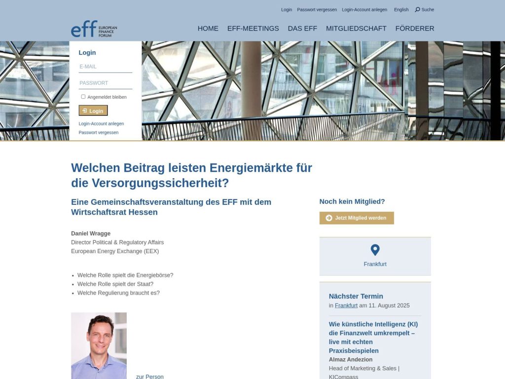 Welchen Beitrag leisten Energiemärkte für die Versorgungssicherheit? - Event screenshot