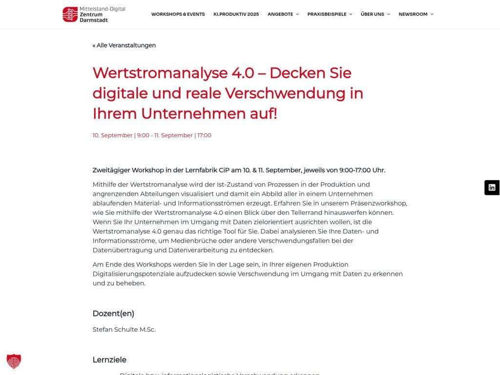 Wertstromanalyse 4.0 – Decken Sie digitale und reale Verschwendung in Ihrem Unternehmen auf! - Event screenshot