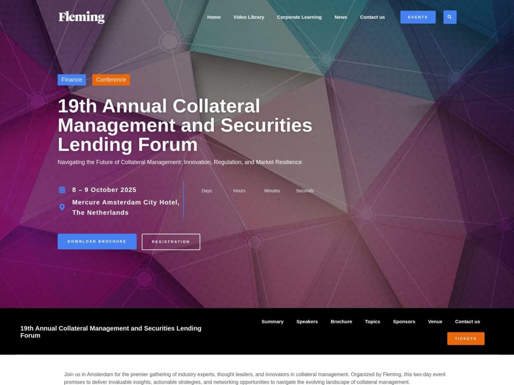 19th Annual Collateral Management and Securities Lending Forum - Navigating the Future of Collateral Management: Innovation, Regulation, and Market Resilience - Event screenshot
