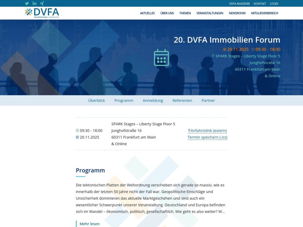 20. DVFA Immobilien Forum - Event screenshot