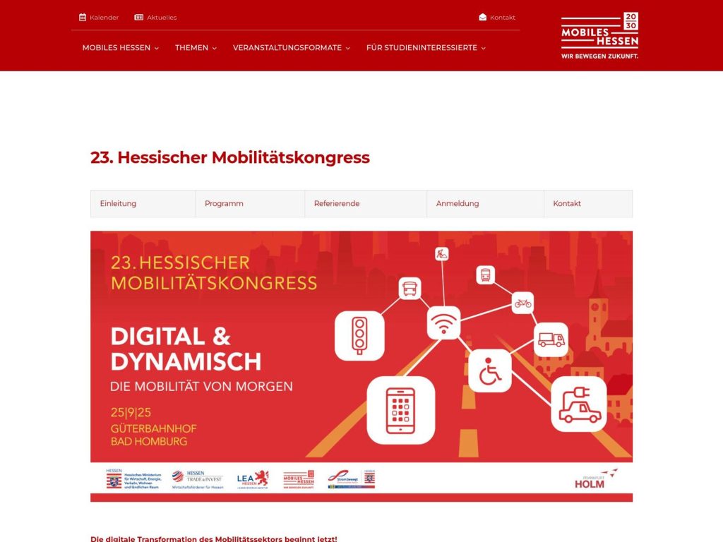 23. Hessischer Mobilitätskongress - Die digitale Transformation des Mobilitätssektors beginnt jetzt! - Event screenshot