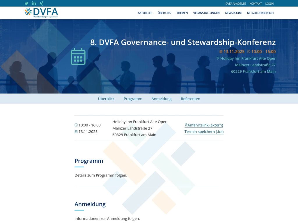 8. DVFA Governance- und Stewardship-Konferenz - Event screenshot