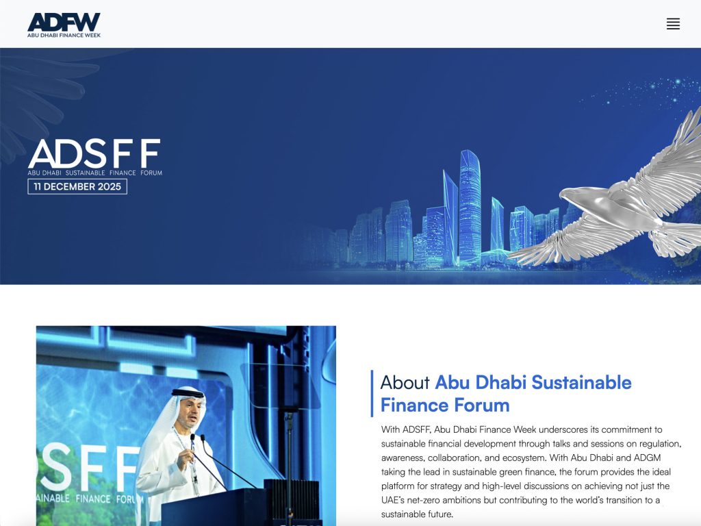 Abu Dhabi Sustainable Finance Forum - Event screenshot