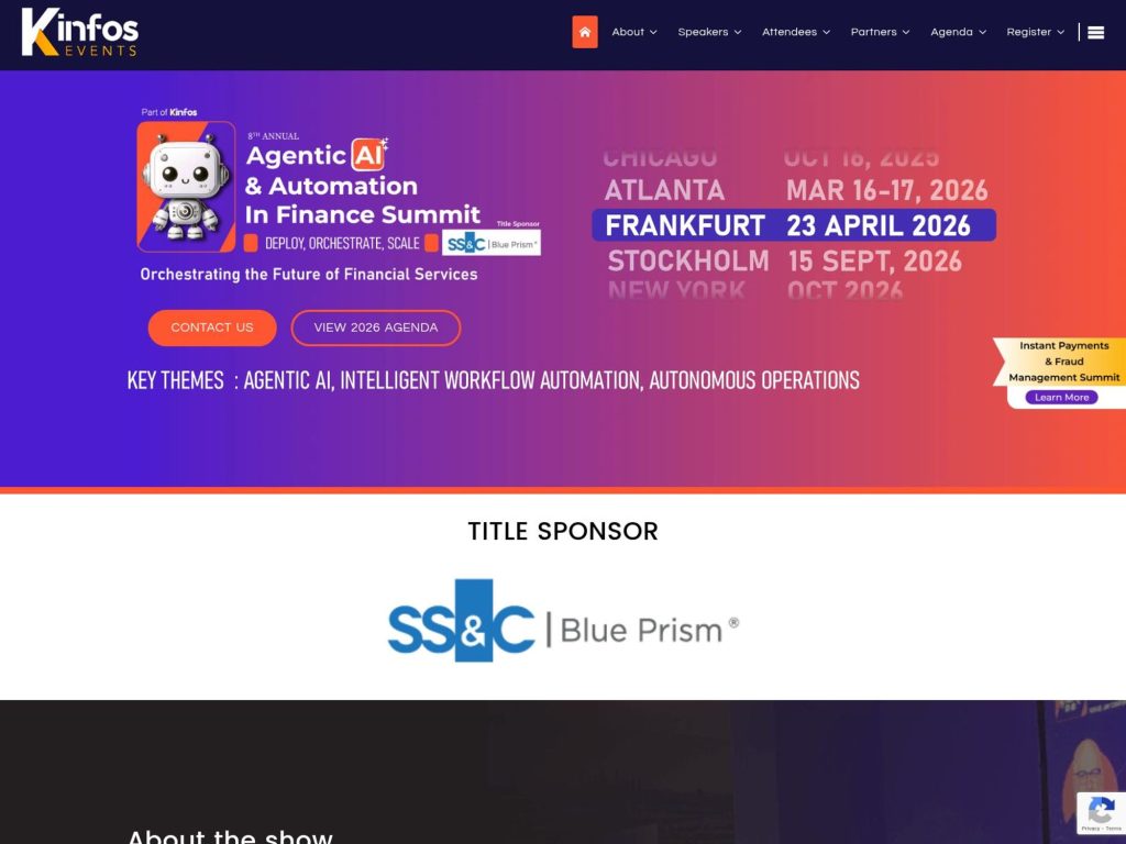 Agentic AI & Automation in Finance Summit website