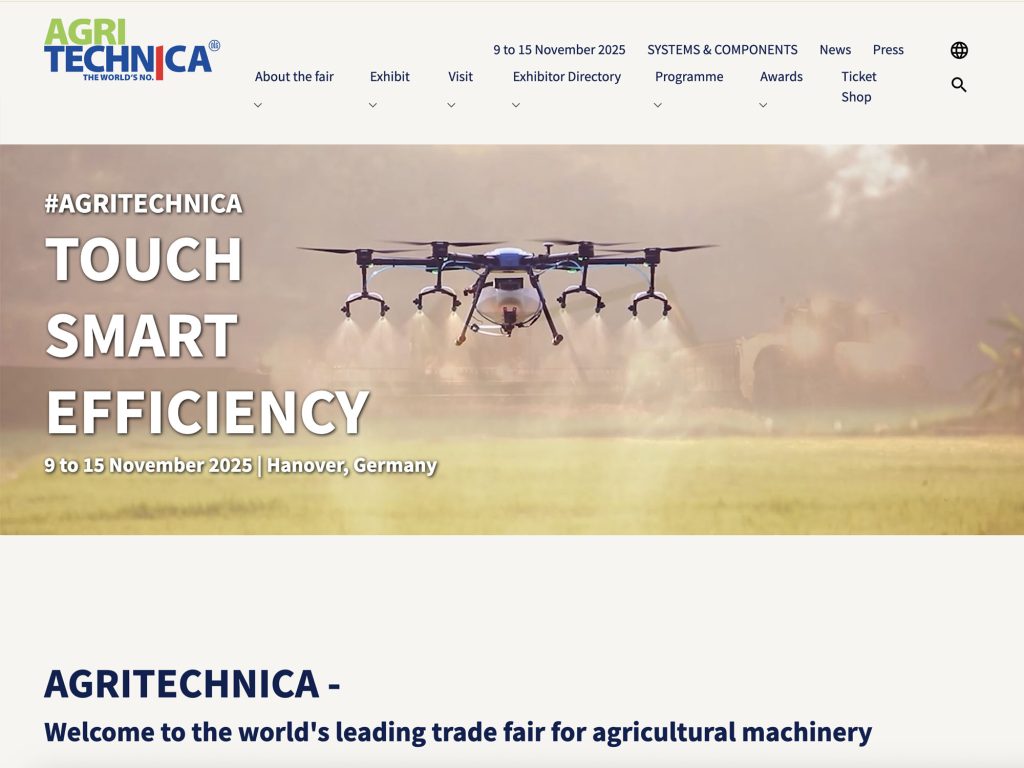 AGRITECHNICA 2025 - Welcome to the world's leading trade fair for agricultural machinery - Event screenshot