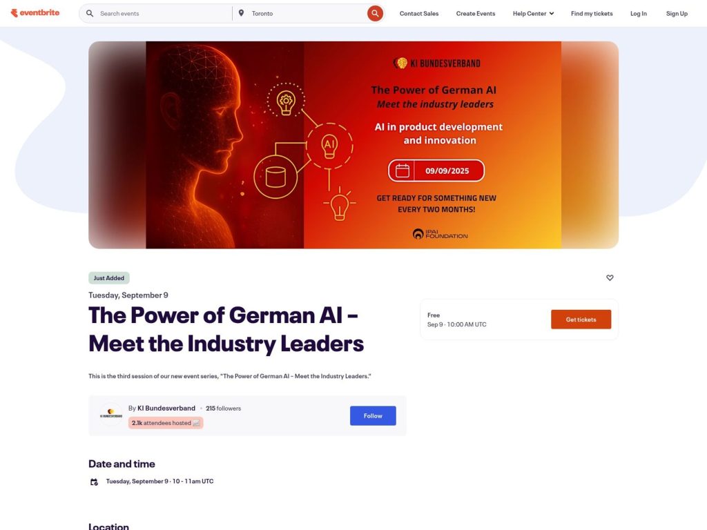 AI in Product Development and Innovation - The Power of German AI – Meet the Industry Leaders - Event screenshot