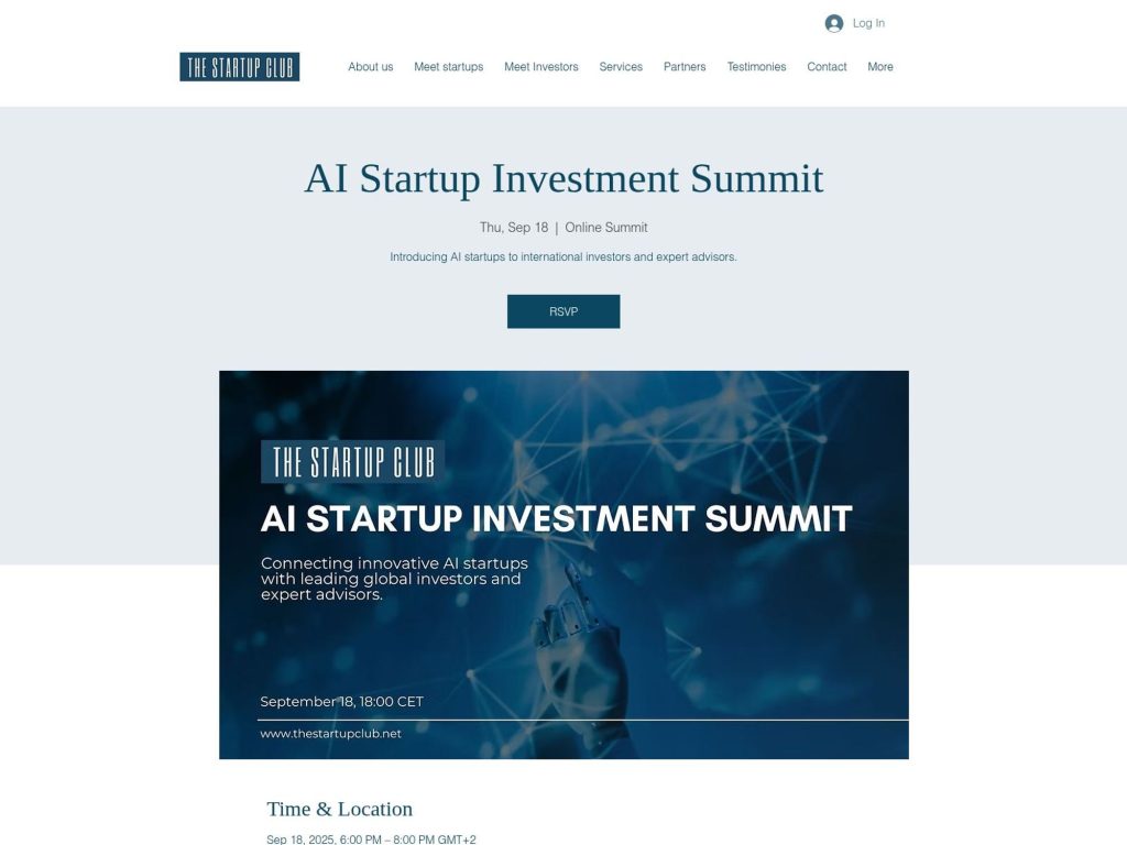 AI Startup Investment Summit - Event screenshot