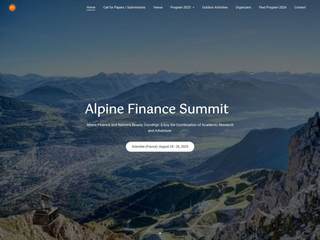 Alpine Finance Summit 2025 - Where Finance and Nature's Beauty Converge: Enjoy the Combination of Academic Research and Adventure - Event screenshot
