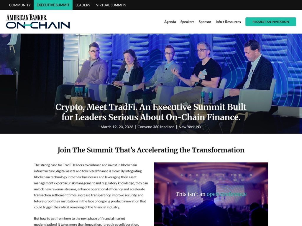 American Banker On-Chain Summit website