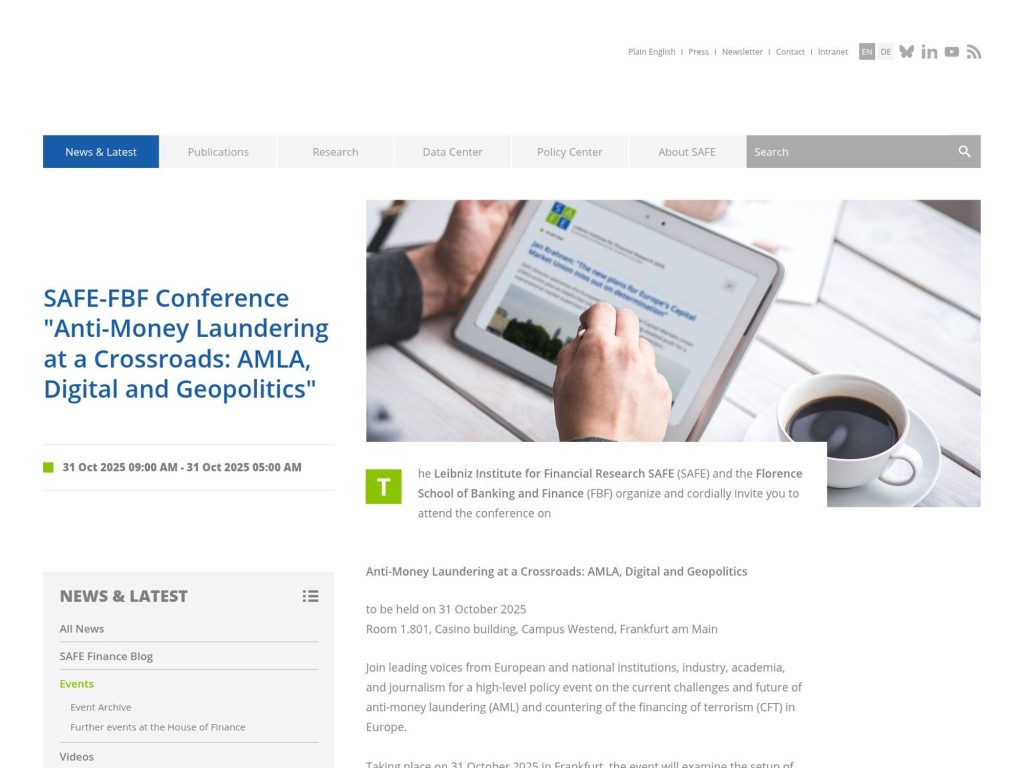 Anti-Money Laundering at a Crossroads: AMLA, Digital and Geopolitics - SAFE-FBF Conference - Event screenshot