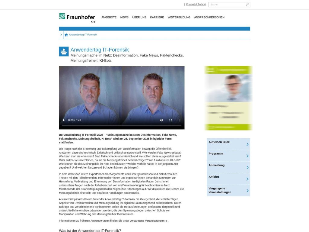 Anwendertag IT-Forensik - Meinungsmache im Netz: Desinformation, Fake News, Faktenchecks, Meinungsfreiheit, KI-Bots - Event screenshot