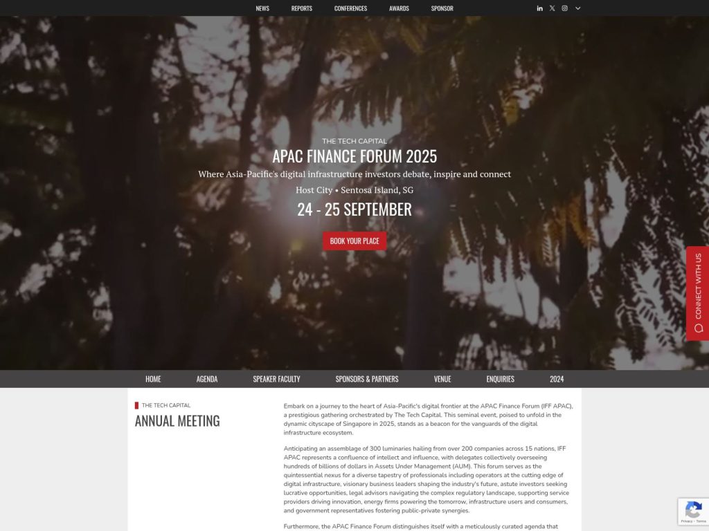 APAC Finance Forum 2025 - Where Asia-Pacific's digital infrastructure investors debate, inspire and connect - Event screenshot