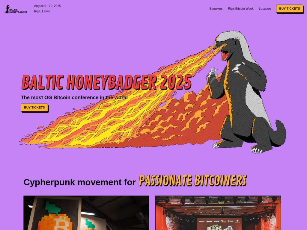 Baltic HoneyBadger 2025 - The most OG Bitcoin conference in the world. - Event screenshot