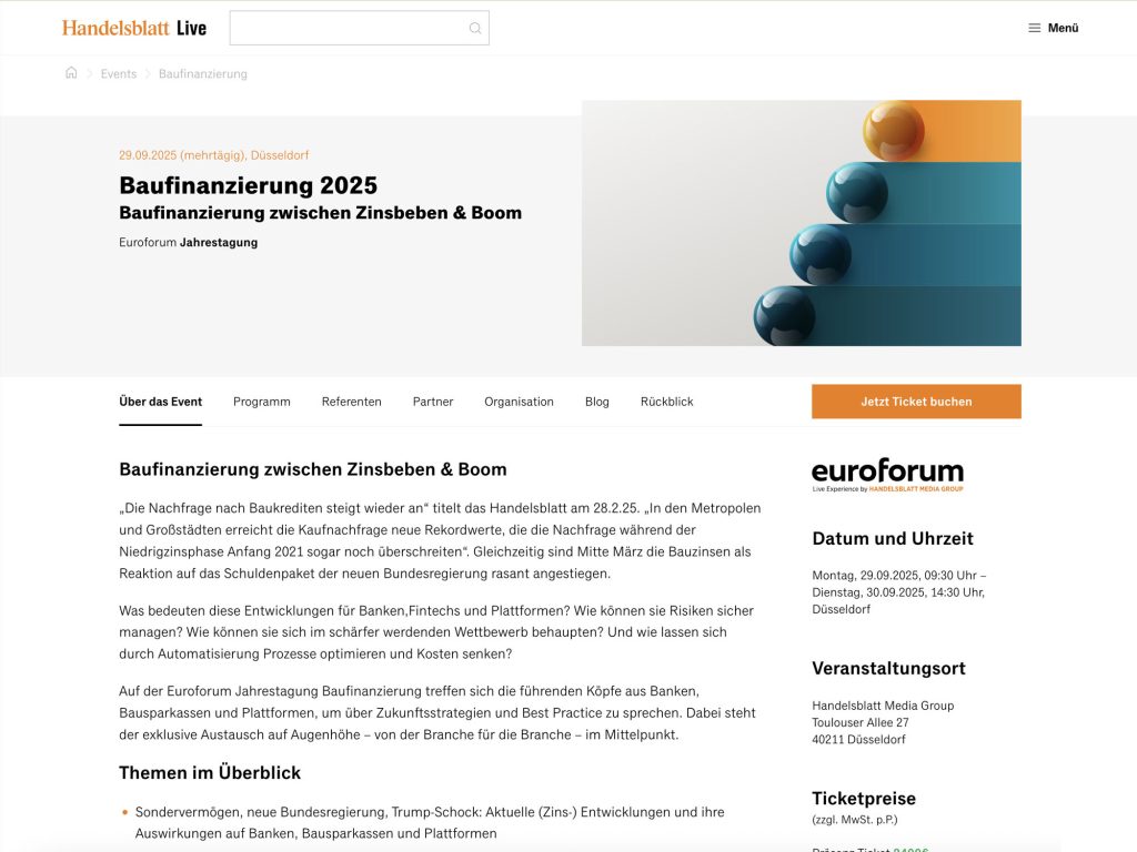 Baufinanzierung 2025 - Euroforum Jahrestagung - Event screenshot