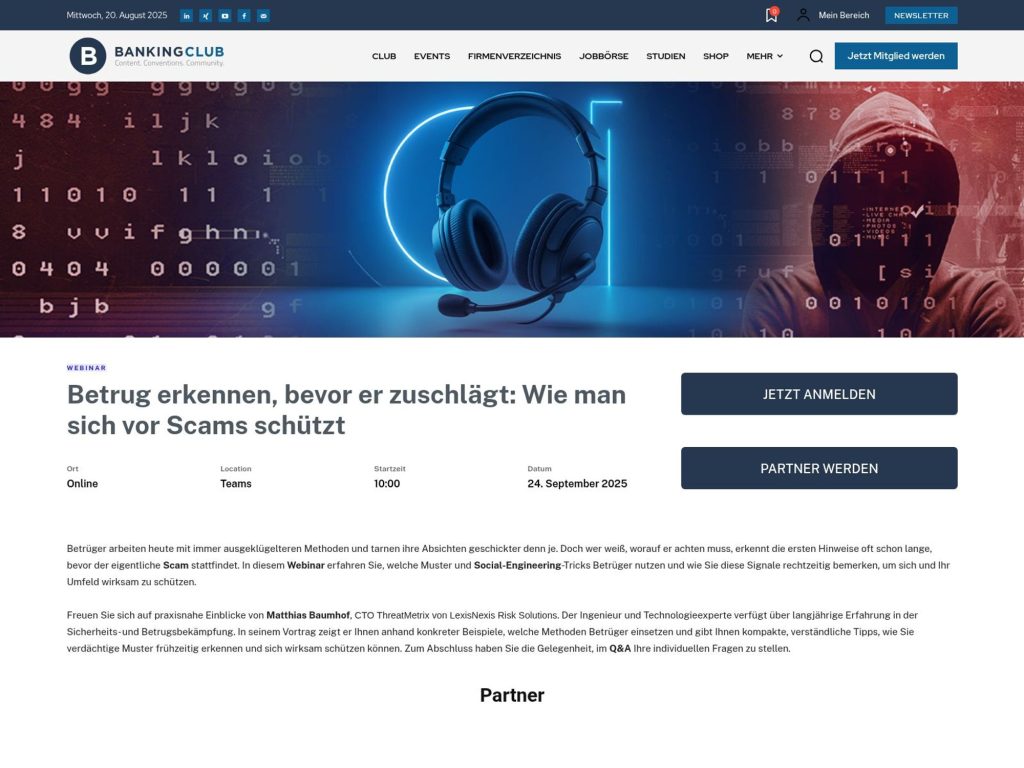 Betrug erkennen, bevor er zuschlägt: Wie man sich vor Scams schützt - Event screenshot