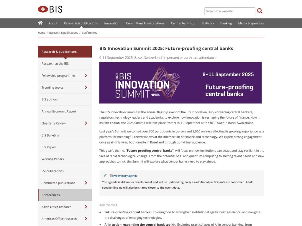 BIS Innovation Summit 2025 - Future-proofing central banks - Event screenshot