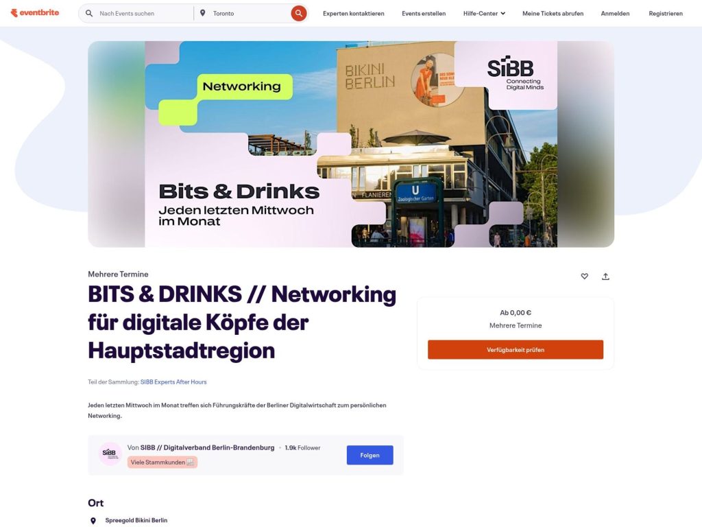 BITS & DRINKS // Networking für digitale Köpfe der Hauptstadtregion - Jeden letzten Mittwoch im Monat treffen sich Führungskräfte der Berliner Digitalwirtschaft zum persönlichen Networking - Event screenshot