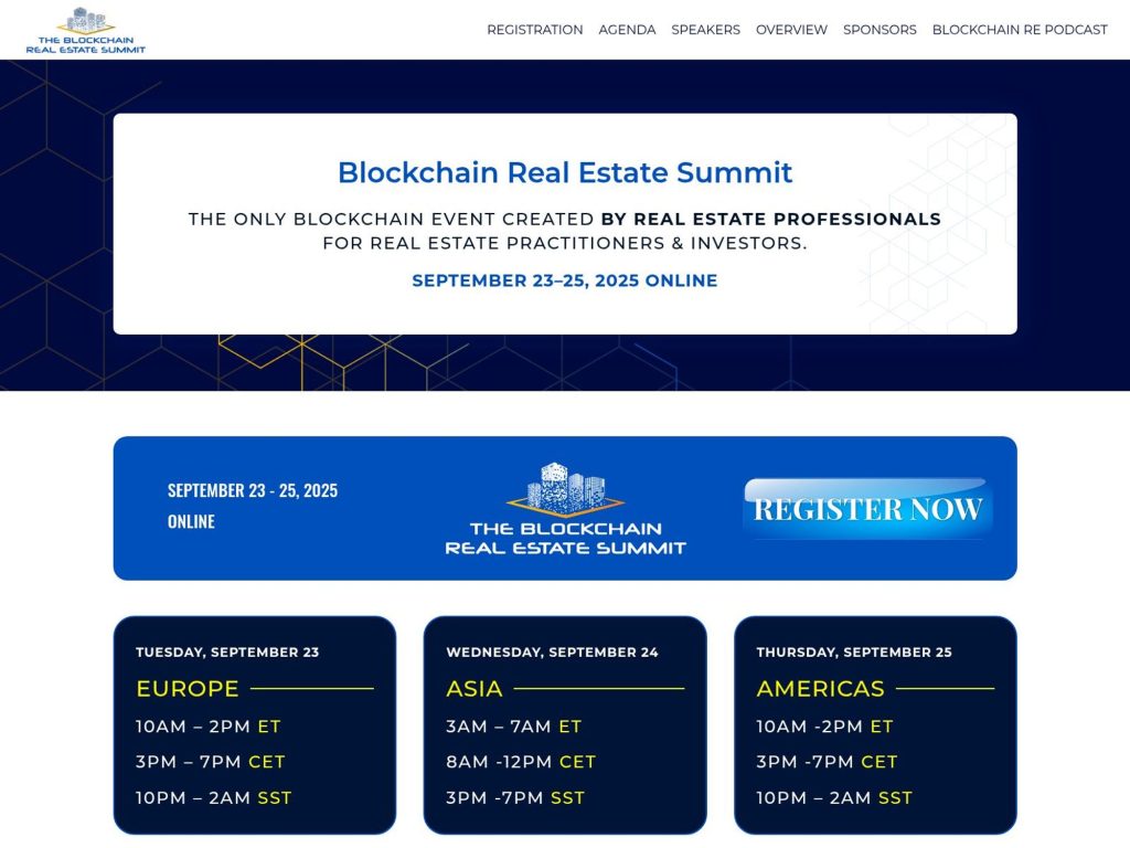 Blockchain Real Estate Summit - Event screenshot