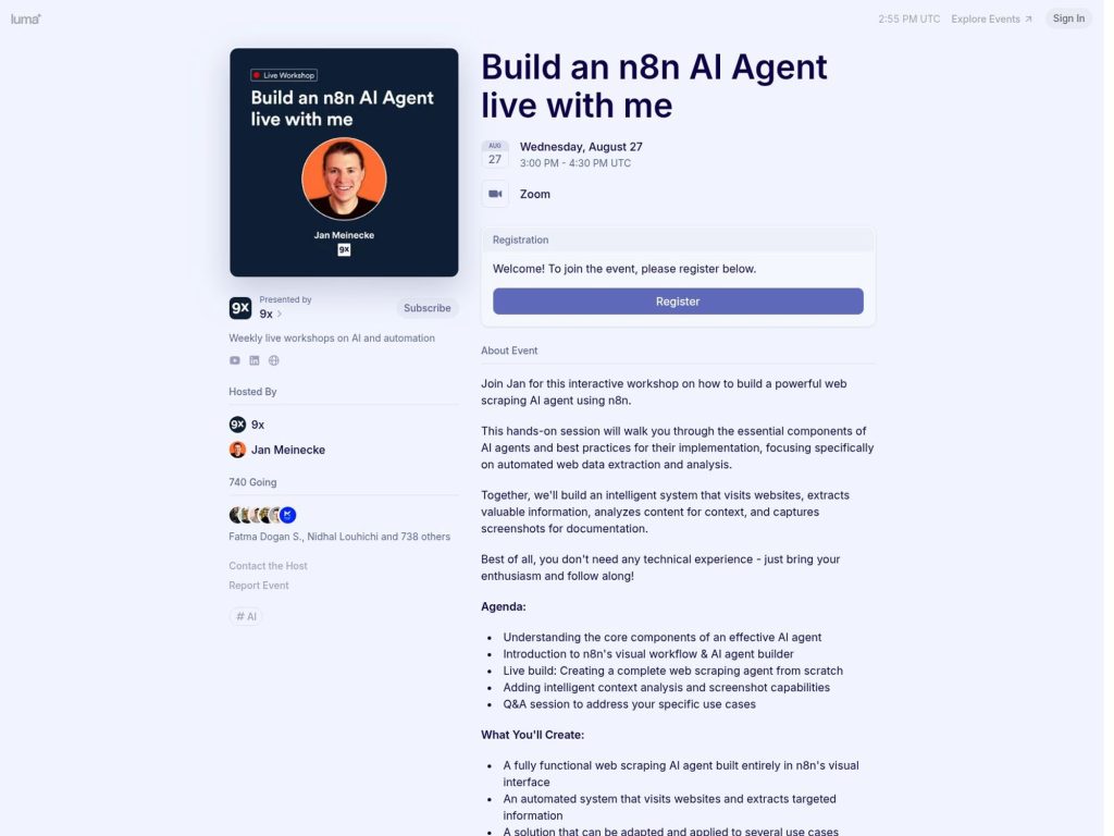Build an n8n AI Agent live with me - Event screenshot