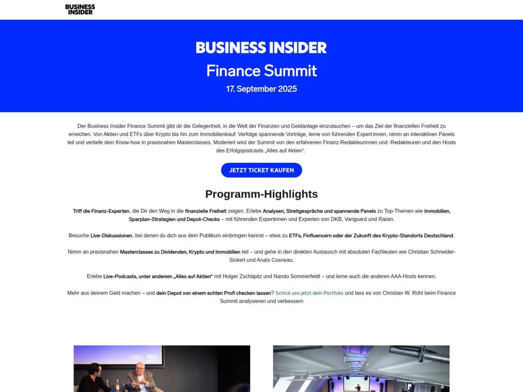 Business Insider Finance Summit - Event screenshot