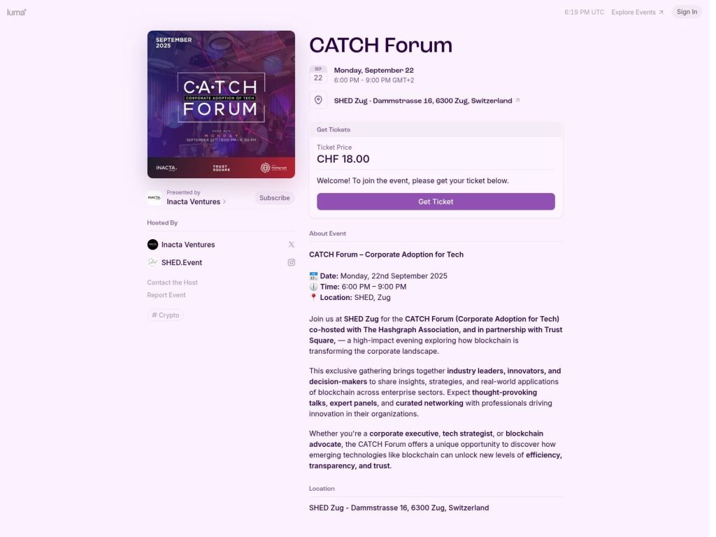 CATCH Forum - Event screenshot