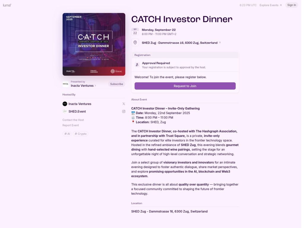 CATCH Investor Dinner - Event screenshot