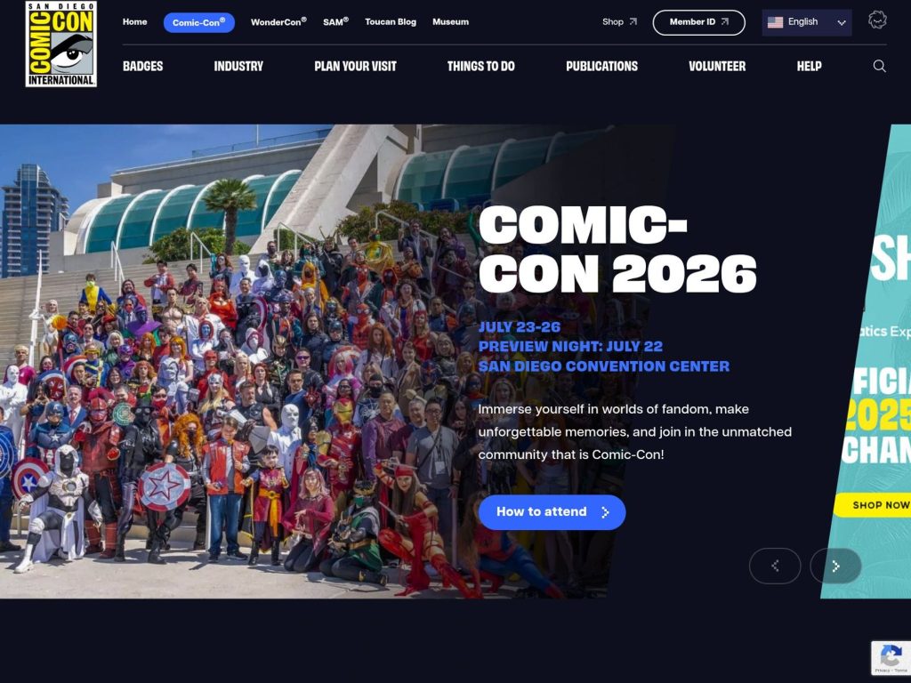 Comic-Con 2026 website