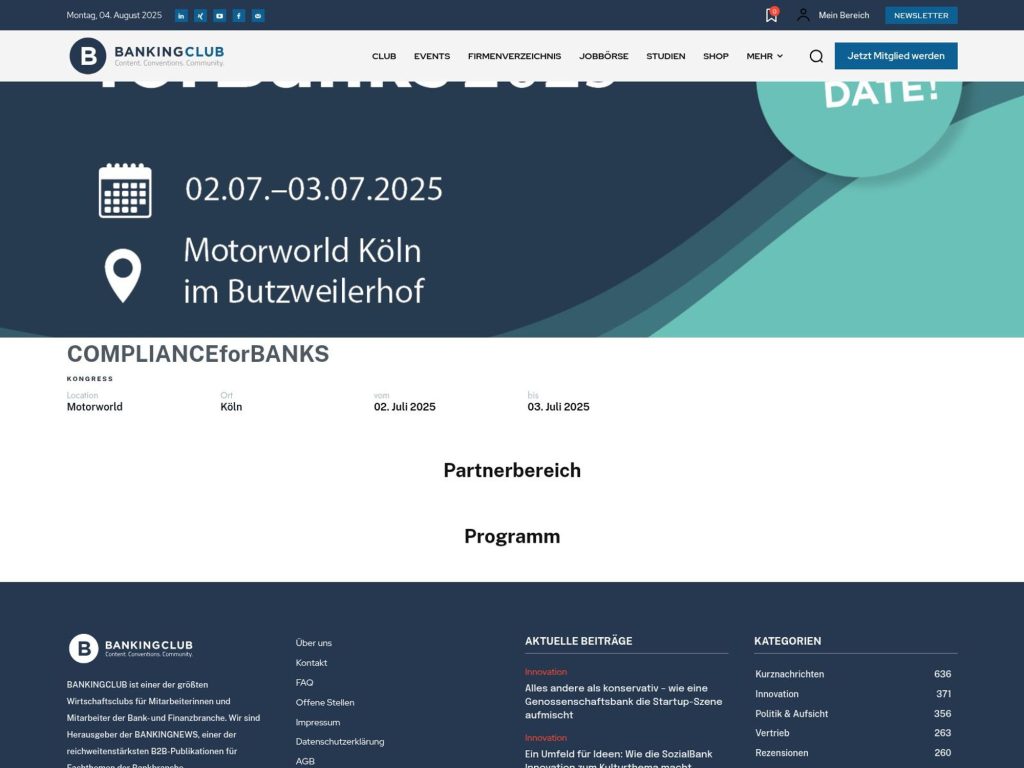 COMPLIANCEforBANKS 2025 - Event screenshot