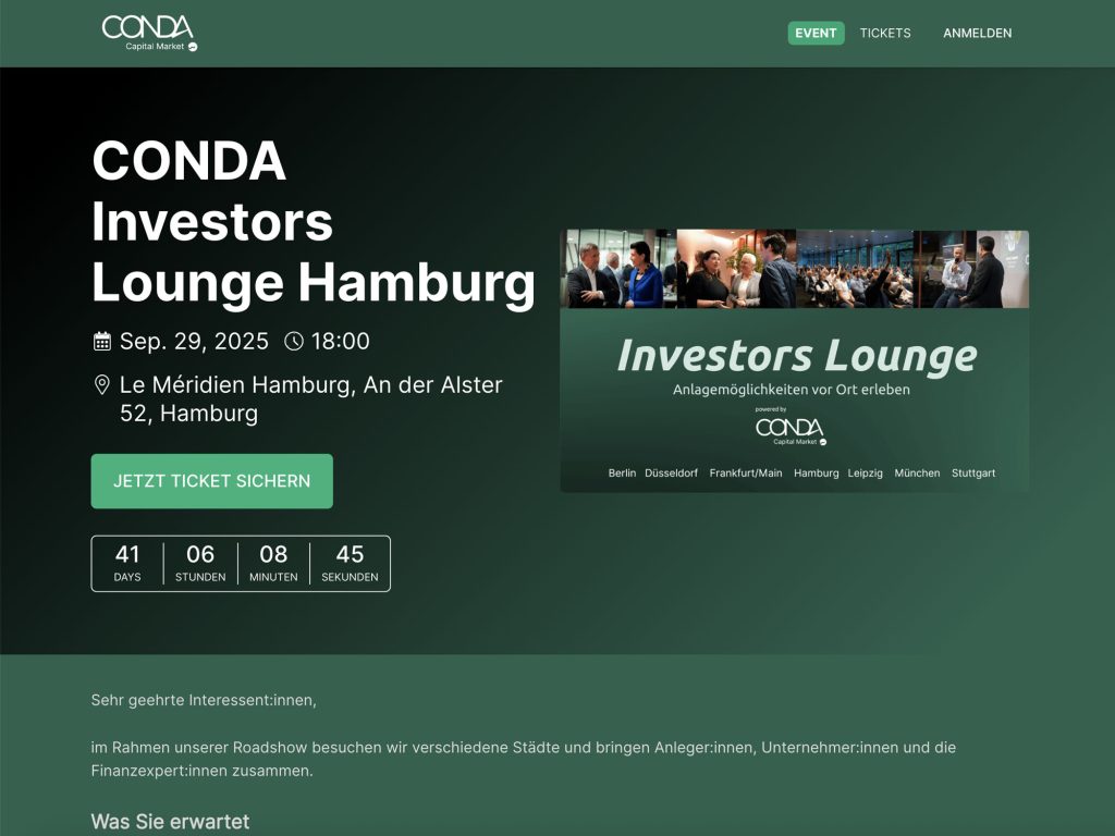 CONDA Investors Lounge Hamburg - Event screenshot