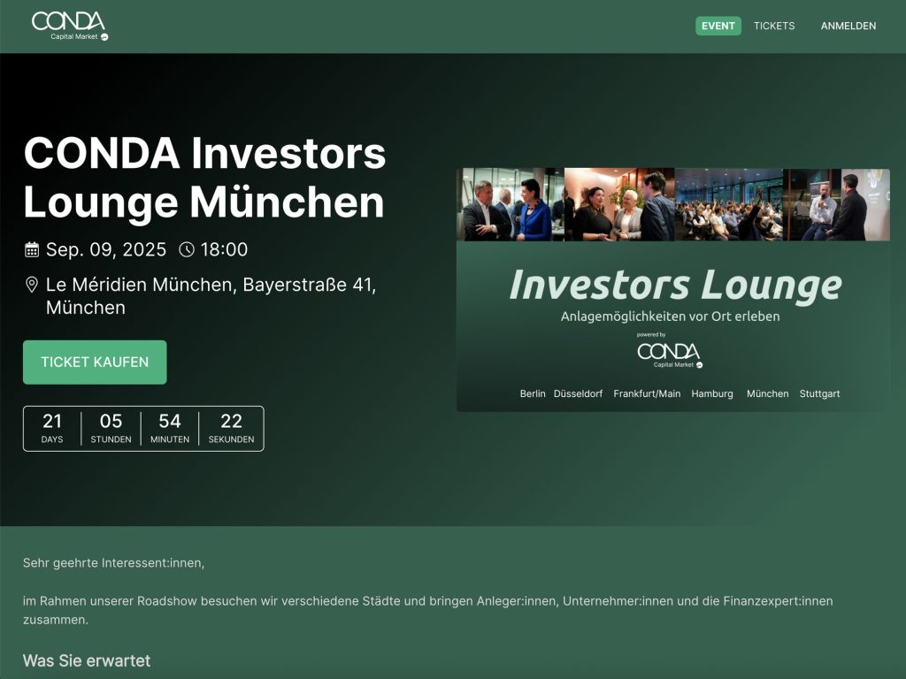 CONDA Investors Lounge München - Event screenshot