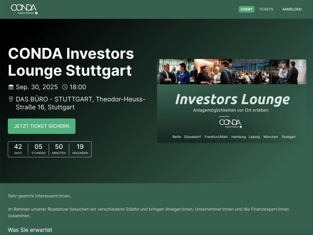 CONDA Investors Lounge Stuttgart - Event screenshot