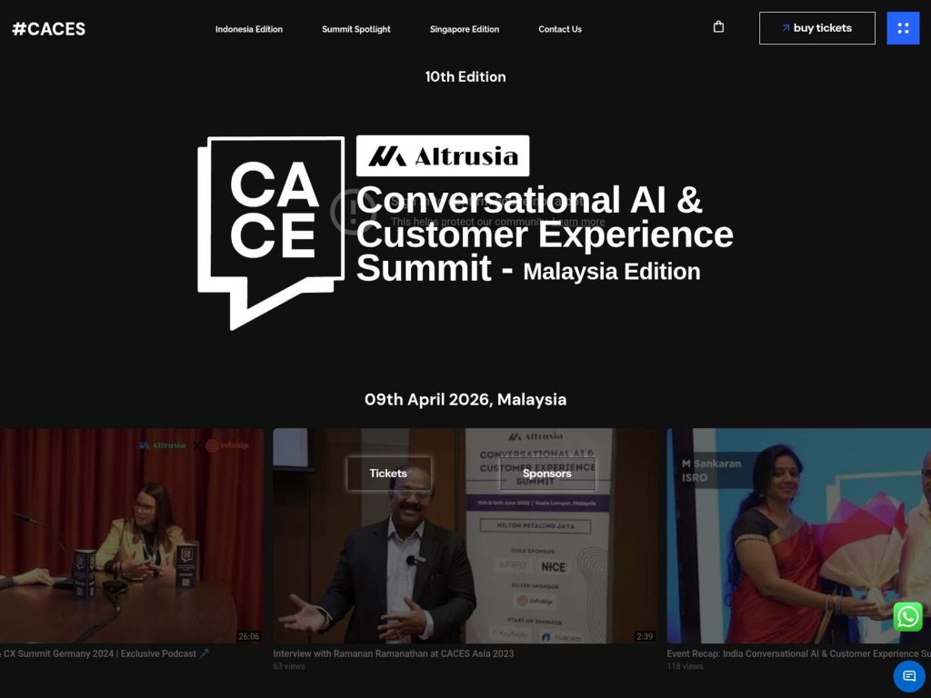 Conversational AI and Customer Experience Summit website