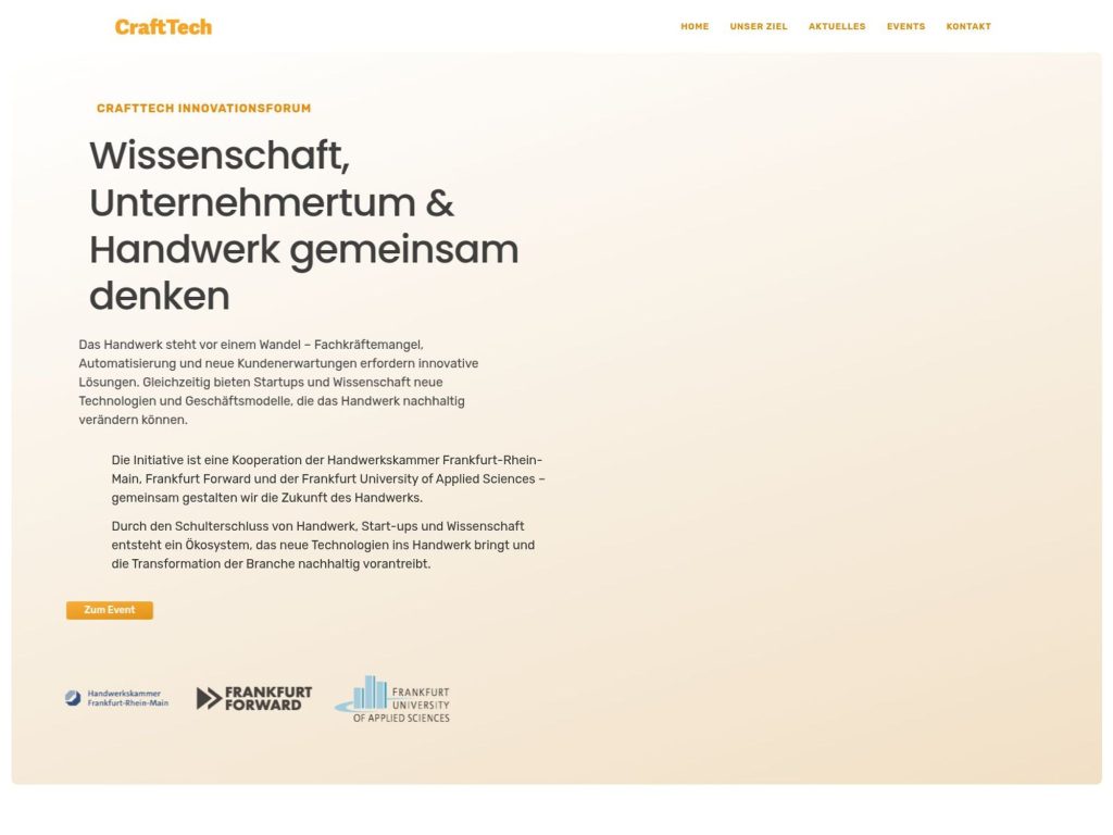 CraftTech Innovationsforum - Austausch zwischen Handwerk, Startups und Wissenschaft - Event screenshot