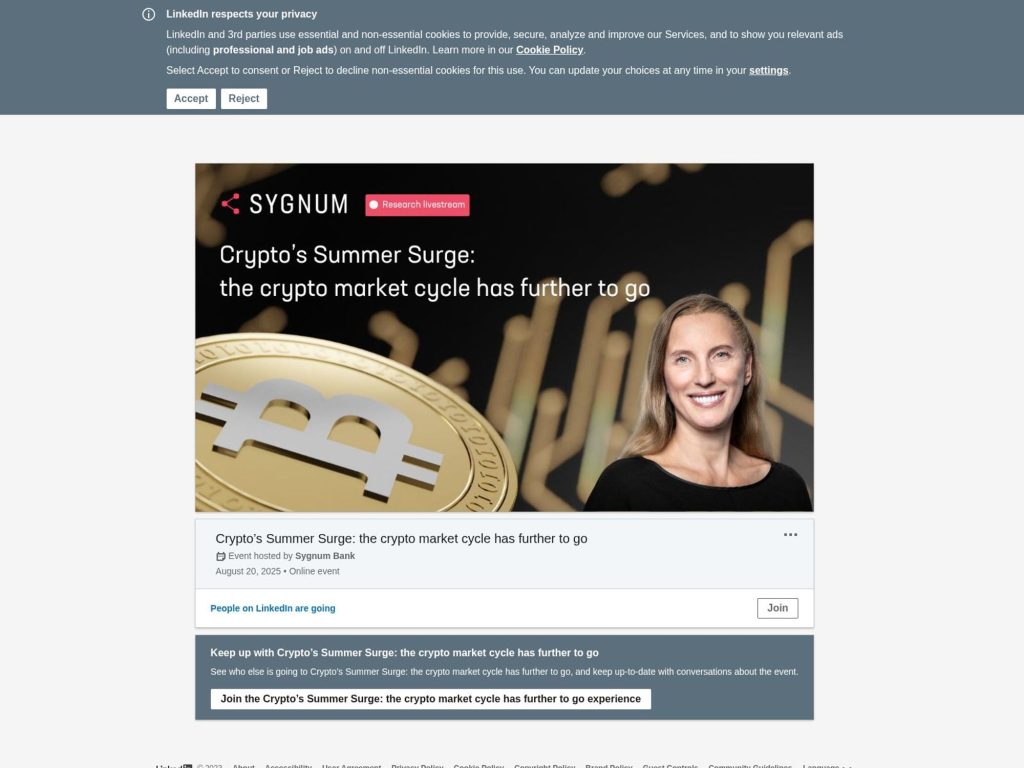 Crypto’s Summer Surge: the crypto market cycle has further to go - Event screenshot