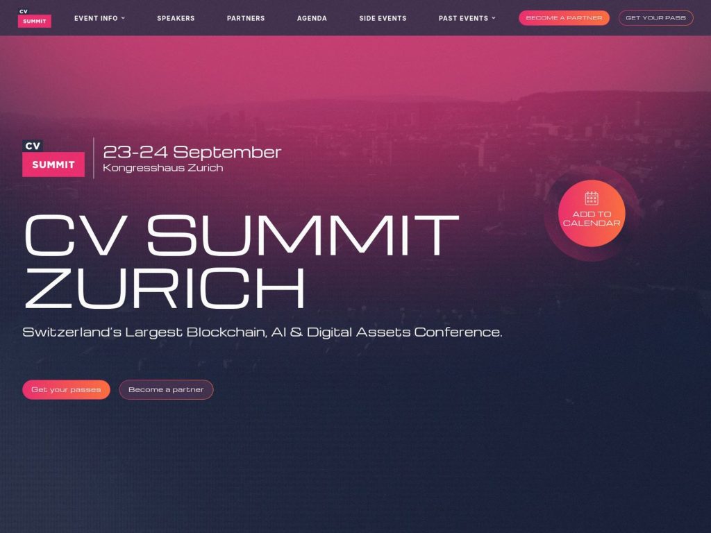 CV Summit 2025 - Switzerland’s Largest Blockchain, AI & Digital Assets Conference. - Event screenshot