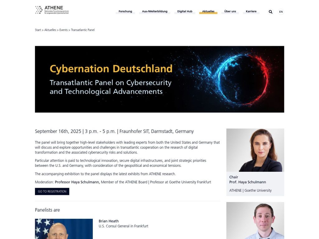 Cybernation Deutschland - Transatlantic Panel on Cybersecurity and Technological Advancements - Event screenshot