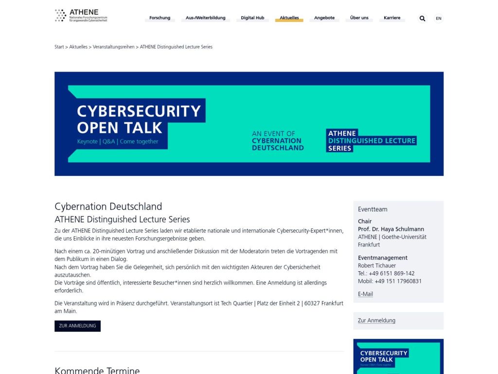 Cybersecurity Open Talk: Auf dem Weg zur Cybernation Deutschland website