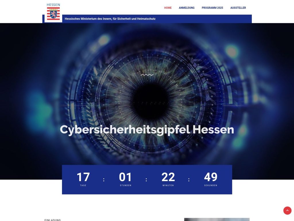 Cybersicherheitsgipfel Hessen 2025 - IT-Krisen vorbeugen und bewältigen - Event screenshot