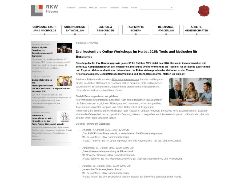 Das RKW Krisen-Fitnessstudio – so trainieren Sie Krisenmanagement - Tools und Methoden für Beratende - Event screenshot